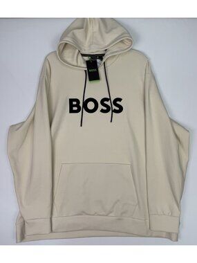 BOSS Hugo Boss Men's BT-Soody Zone Hoodie Off-White Cream Big & Tall 4XL NEW